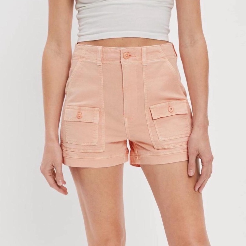 American Eagle Boyfriend Shorts Womens 16 Peach Highest Rise 90s Cargo Utility